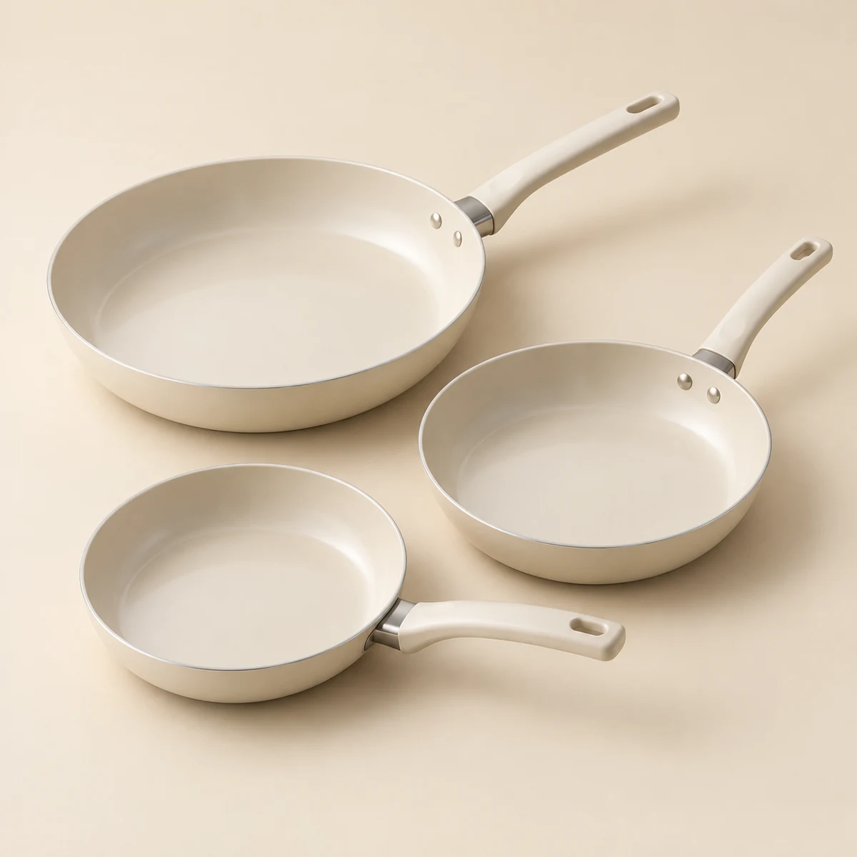 Gentle Ceramic Trio, Cream, 20 + 24 + 28 cm